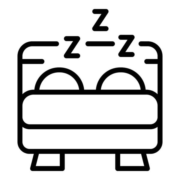 Uyuyan Yatak Odası Ikonu Ana Hatları Vektörü Sabah Yemeği Rahatla — Stok Vektör