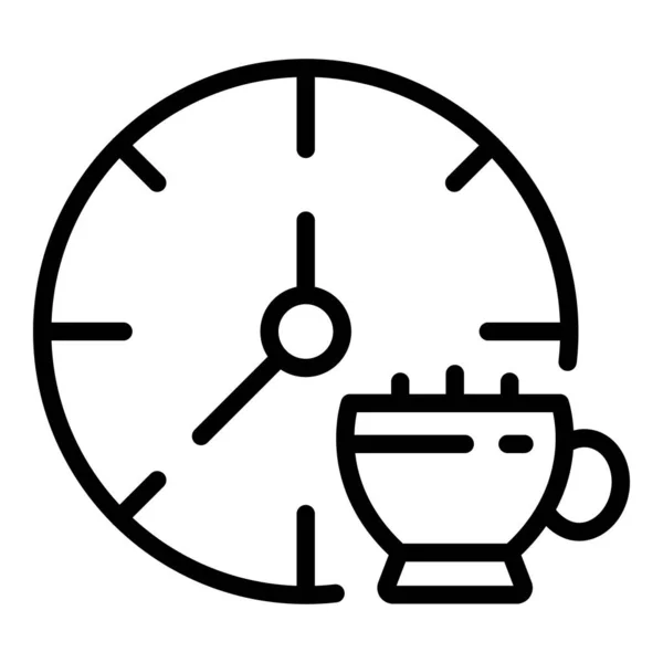 Время Вектора Контура Иконки Кофе Еда Утром Пейте Чай — стоковый вектор