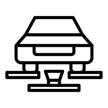 Yer ikonu çizgisi vektörünün altında araba yıkama. Otomobil servisi. Pencere köpüğü