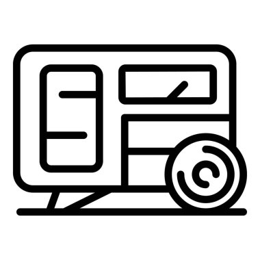 Fabrika jeneratörü ikon ana hatları vektörü. Elektrik akımı. Taşınabilir makine