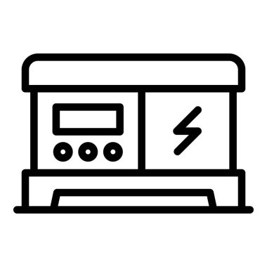 Benzin jeneratörü ikon ana hatları vektörü. Gaz makinesi. Benzin motoru