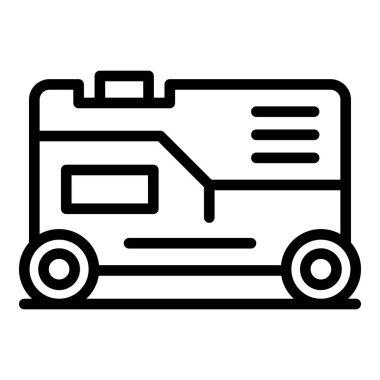 Elektrik jeneratörü ikon ana hatları vektörü. Dizel güç. Taşınabilir makine