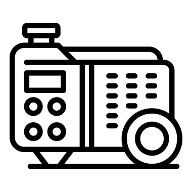 Dizel güç jeneratörü ikon ana hatları vektörü. Elektrik enerjisi. Taşınabilir makine