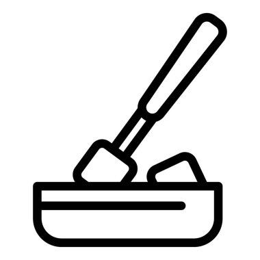 Çedar fondü simgesi ana hatları vektörü. Peynir sosu. Fondu erimesi