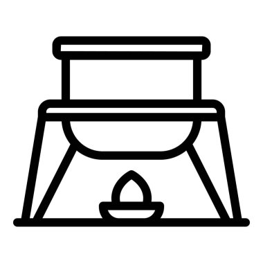 Fondü simgesi dış hat vektörü. Peynir sosu. Yiyecek eridi.
