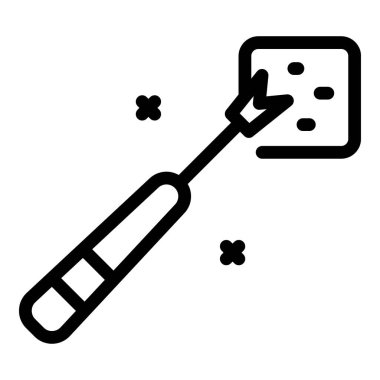 Fondü çatal ikonu ana hatları vektörü. Peynir çatalı. Erimiş yemek.