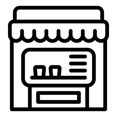 Sokak şekerleme dükkanı ikonu ana hatları vektörü. Yemek makinesi. Kakao düşüşü