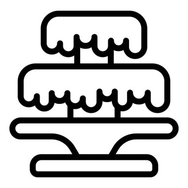 Şelale çikolata şelalesi ikon ana hatları vektörü. Meyveli kakao. Tatlı sıvı