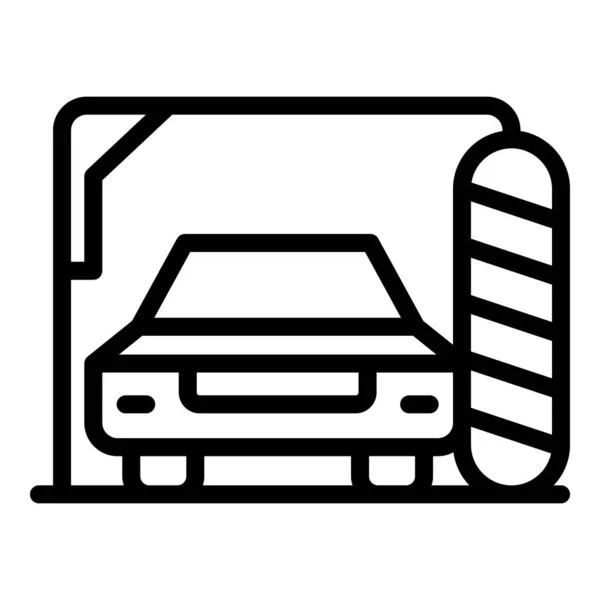 Coche Auto Cepillo Icono Contorno Vector Lavar Presión Espuma Limpia — Vector de stock