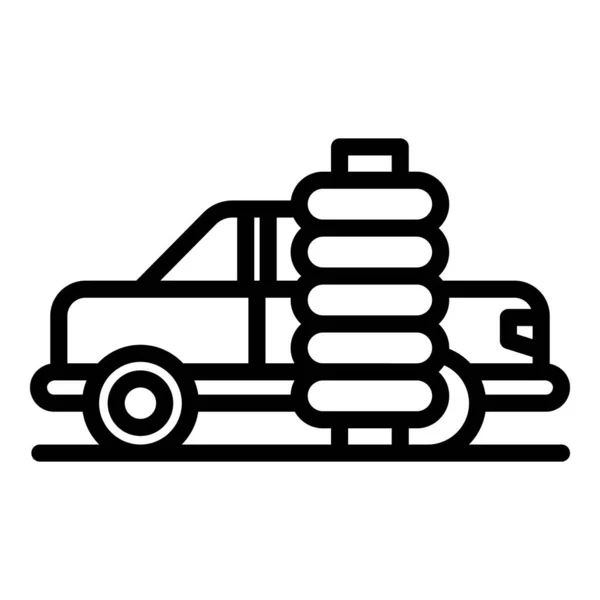 Ikon Pembersih Otomatis Vektor Garis Luar Tekanan Cuci Mobil Busa - Stok Vektor