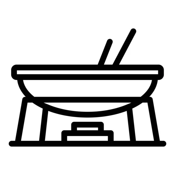 Fondue Big Pot Icon Outline Vektor Käseessen Fondueküche — Stockvektor