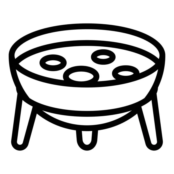 Pemanasan Ikon Fondue Outline Vektor Masakan Keju Panci Makanan - Stok Vektor