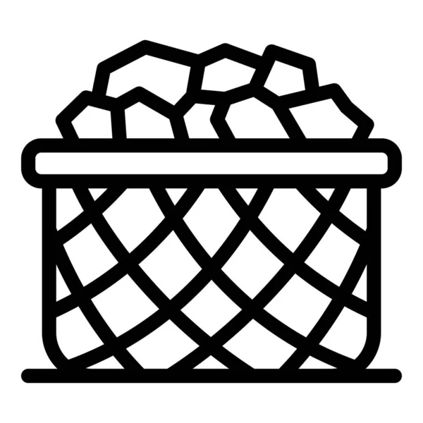 食物篮图标勾勒病媒 煮火锅 叉子面包 — 图库矢量图片