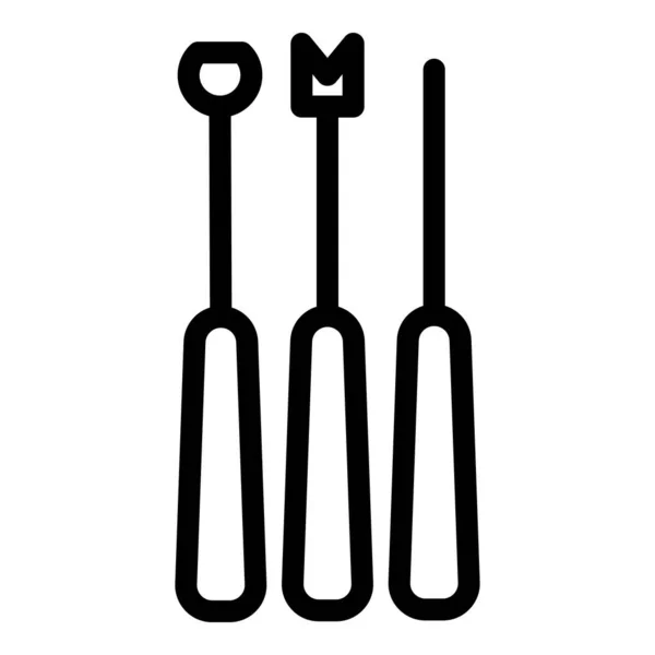 Fondue Tools Icon Outline Vector Cooking Food Fork Food — Stock Vector