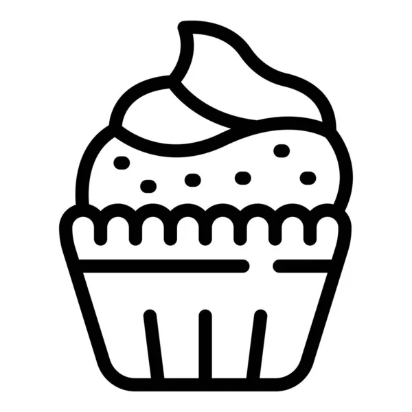 Creme Cupcake Symbol Umrissvektor Süße Flüssigkeit Kakaofrucht — Stockvektor