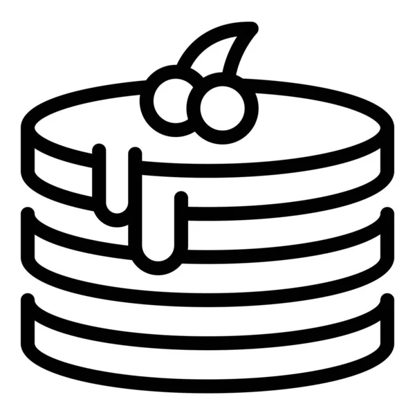 Вектор Контура Иконки Вишневого Торта Фондю Фонтана Таяние Пищи — стоковый вектор