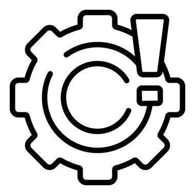 Kırık dişli tekerlek ikonu ana hat vektörü. Güvenlik tüketicisi. Kusurlu denetim