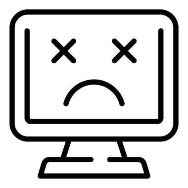 Arızalı Lcd izleyici ikon ana hatları vektörü. Kontrol güvenliği. Tüketici eletronik