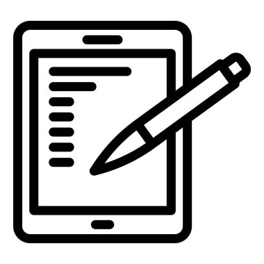 Kalem simgesi dış hat vektörünü çiz. Dijital kalem. Tablet biçimi