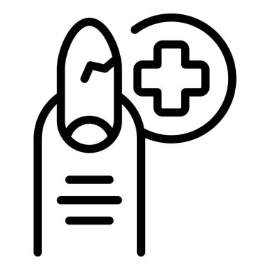 Çatlak tırnak ikonu ana hatları vektörü. Polonya barı. Sanat stüdyosu