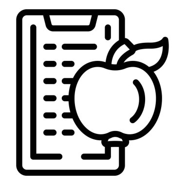 Akıllı telefon diyet uygulaması simgesi ana hatları vektörü. Başvuru bakımı. Bilgi aygıtı