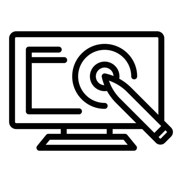 Point Pen Digitaler Icon Outline Vektor Design Tablet Zeichenstift — Stockvektor