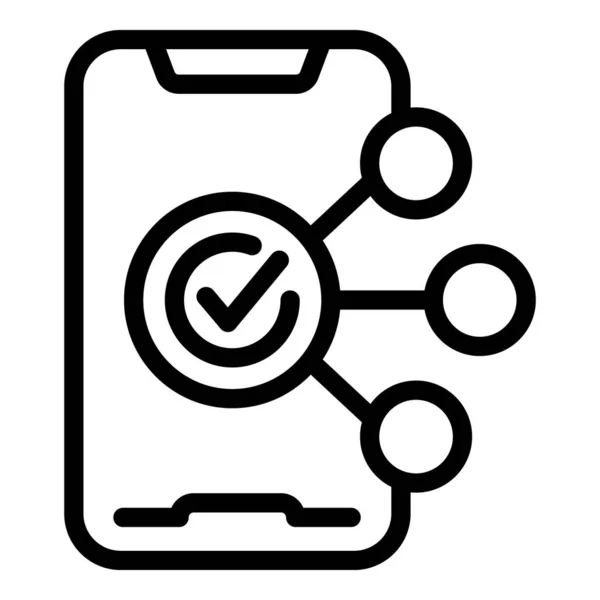 Smartphone Ajuste Ícone App Contorno Vetor Informações Sobre Cuidados Dispositivo — Vetor de Stock
