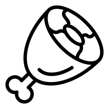 Et simgesi ana hatları vektörü. Paleo diyeti. Yemek bedava.