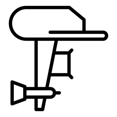 Motor ekipman simgesi ana hat vektörü. Tekne motoru. Pervane motoru