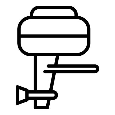 Motor teknolojisi ikon ana hatları vektörü. Tekne motoru. Sanat balıkçılığı