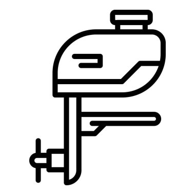 Doğrusal motorlu tekne simgesi ana hat vektörü. Motorlu tekne. Dış motor