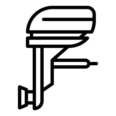 Küçük motorlu tekne ikonu ana hat vektörü. Motorlu tekne. Balıkçı okyanus