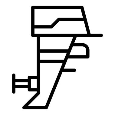 Balıkçı teknesi simgesi ana hat vektörü. Motor dışa doğru. Clipart gezisi