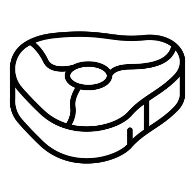 Çiğ et simgesi ana hatları vektörü. Domuz eti. Biftek pişir