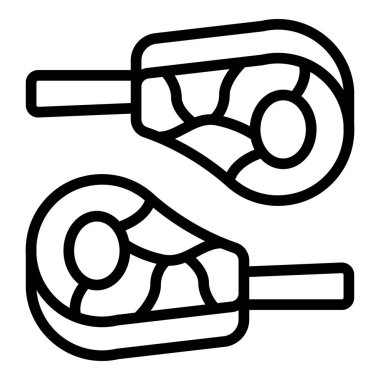 Taze et ikonu ana hatları vektörü. Domuz eti. Çiğ yemek.