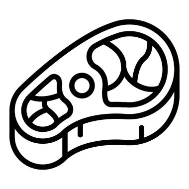 Biftek et ikonu ana hatları vektörü. Domuz eti. Çiğ yemek.