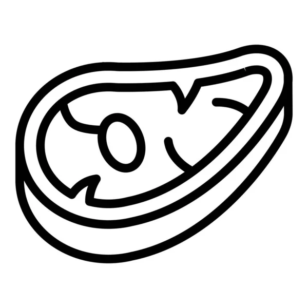 ステーキ肉アイコンアウトラインベクトル 豚肉の子羊 生ハム — ストックベクタ