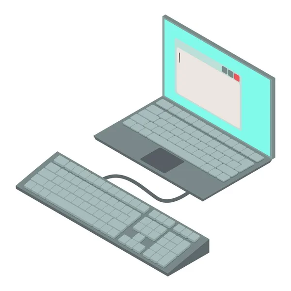 Icono Escritura Electrónica Vector Isométrico Portátil Moderno Con Teclado Adicional — Vector de stock