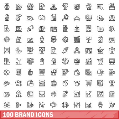 100 marka simgesi. Beyaz arkaplanda izole edilmiş 100 marka simgesi vektörünün taslağı