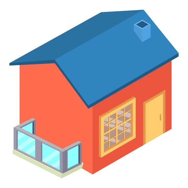 Zeitgenössisches Haussymbol Isometrischer Vektor Neues Einstöckiges Haus Mit Balkonsymbol Wohnbau — Stockvektor