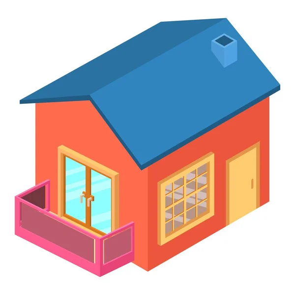 Moderne Haus Symbol Isometrischen Vektor Einstöckiges Haus Mit Außenbalkon Wohnungsneubau — Stockvektor
