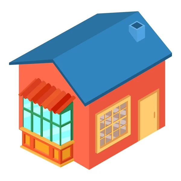 Residential House Icon Isometric Vector New One Story House Glazed — Stock Vector