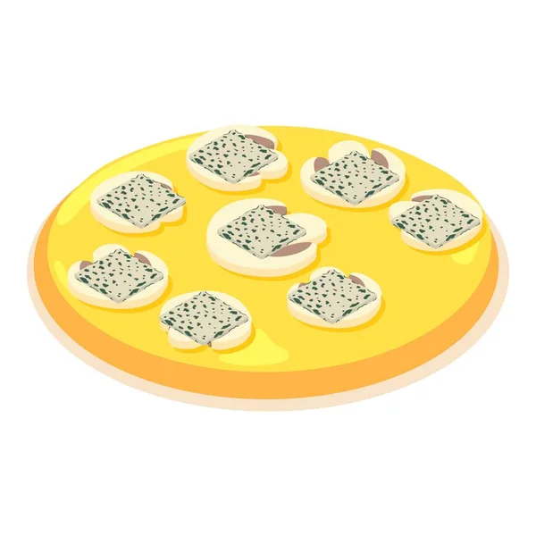 Ikona Domácí Pizzy Izometrický Vektor Čerstvá Pizza Modrým Sýrem Houbami — Stockový vektor
