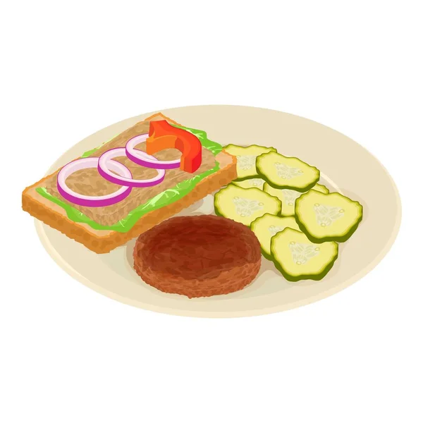 Icona Della Cucina Belga Vettore Isometrico Sandwich Carne Hamburger Verdure — Vettoriale Stock