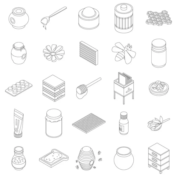 Apiary Icon Set Isometric Set Apiary Vector Icons Outline Thin — Stock Vector