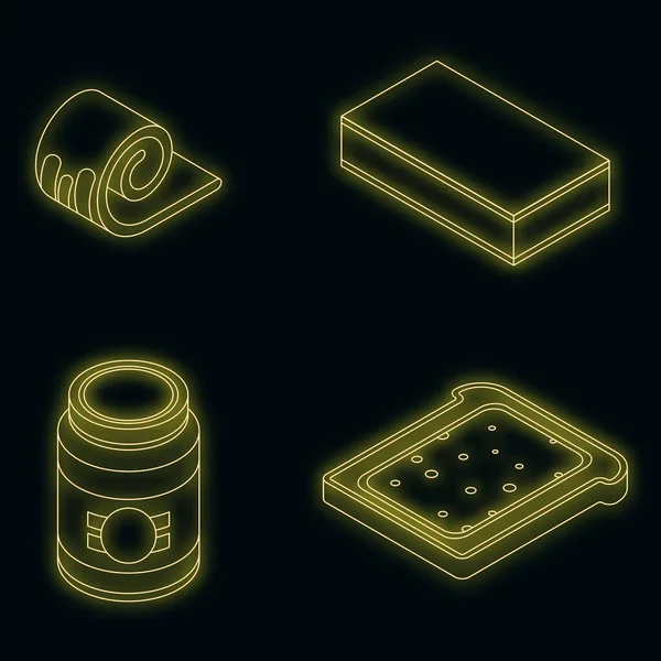 Butter Icons Set Isometric Set Butter Vector Icons Neon Color — Stock Vector