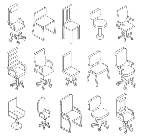 Ikony Krzesła Biurko Ustawione Izometryczny Zestaw Ikon Wektorowych Krzesła Biurkowego — Wektor stockowy