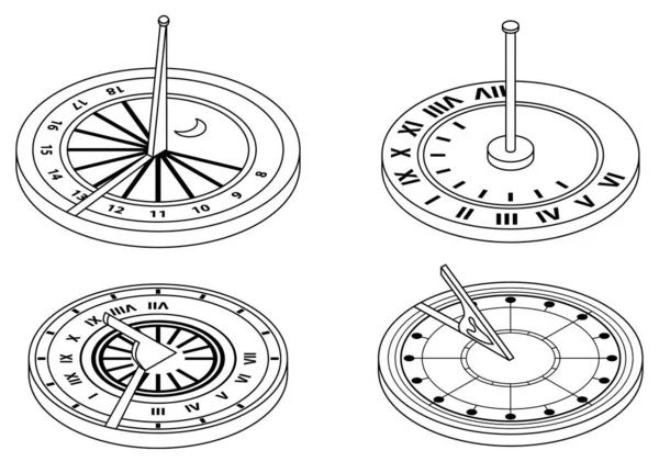 Набір Піктограм Сонячного Годинника Ізометричний Набір Значків Сонячного Годинника Векторні — стоковий вектор
