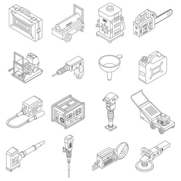 Gasoline Tools Icons Set Isometric Set Gasoline Tools Vector Icons — Stock Vector