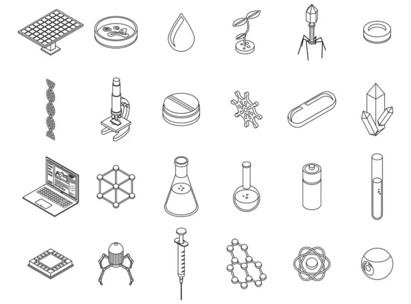 Conjunto Iconos Nanotecnología Conjunto Isométrico Iconos Vectoriales Nanotecnología Delimitan Lne — Archivo Imágenes Vectoriales